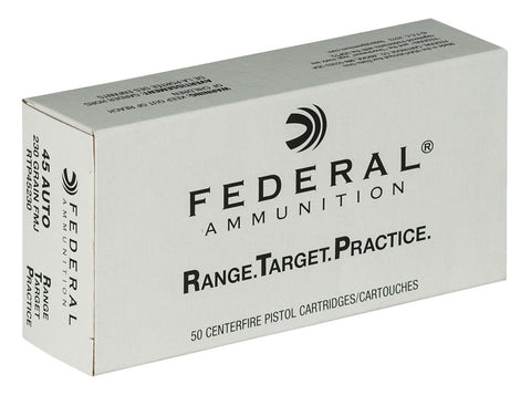 Federal RTP45230 Range and Target  45 ACP 230 gr Full Metal Jacket (FMJ) 50 Bx/ 20 Cs