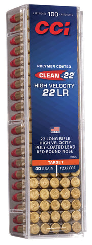 CCI 944CC Clean-22 High Velocity 22 LR 40 gr Lead Round Nose Poly-Coated 100 Bx/ 50 Cs