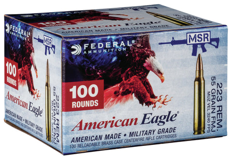 Federal AE223BLF American Eagle  223 Rem 55 gr Full Metal Jacket (FMJ) 100 Bx/ 5 Cs