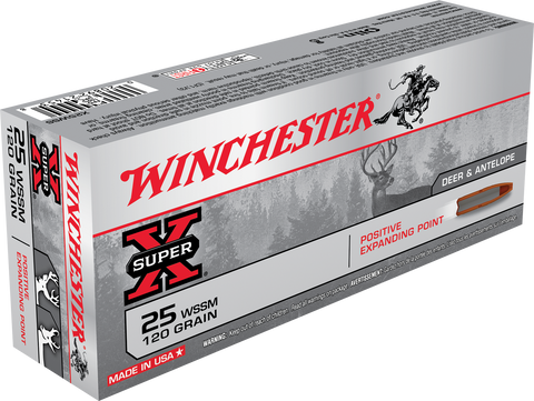 Winchester Ammo X25WSS Super-X 25 WSSM 120 GR Positive Expanding Point 20 Bx/ 10 Cs
