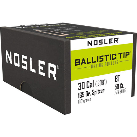 Nosler Ballistic Tip Hunting Bullets .30 Cal. 165 gr. Spitzer Point 50 pk.