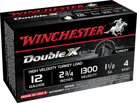 Winchester Ammo STH124 Double X Turkey 12 Gauge 2.75" 1-1/2 oz 4 Shot 10 Bx/ 10