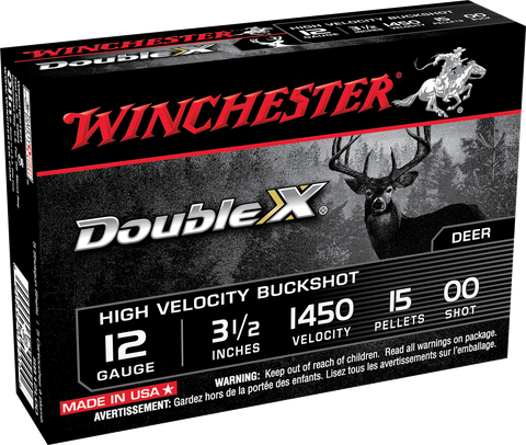 Winchester Ammo SB12L00 Double X High Velocity 12 Gauge 3.5" 15 Pellets Buck Shot 5 Bx/ 50 Cs