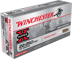 Winchester Ammo X222502 Super-X 22-250 Remington 64 GR Power-Point 20 Bx/ 10 Cs