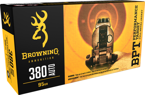 Browning Ammo B191803801 BPT Performance 380 ACP 95 GR FMJ 50 Bx/ 10 Cs