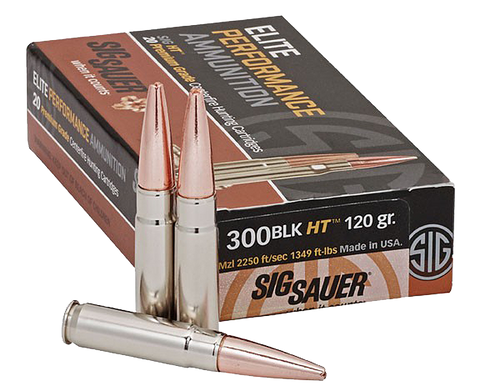 Sig Sauer E300H120 300BLK Elite Hunting 300 AAC Blackout/Whisper (7.62X35mm) 120 GR Open Tip Match 20 Bx/ 10 Cs
