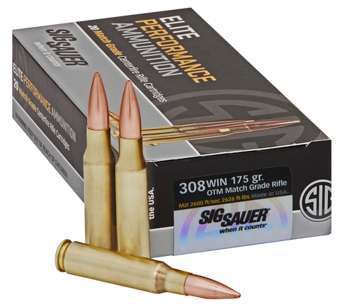 Sig Sauer E308M220 Match Grade 308 Winchester/7.62 NATO 175 GR Match 20 Bx/ 10 Cs