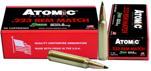Atomic 00459 Match 223 Remington/5.56 NATO 77 GR Tipped MatchKing 20 Bx/ 10 Cs
