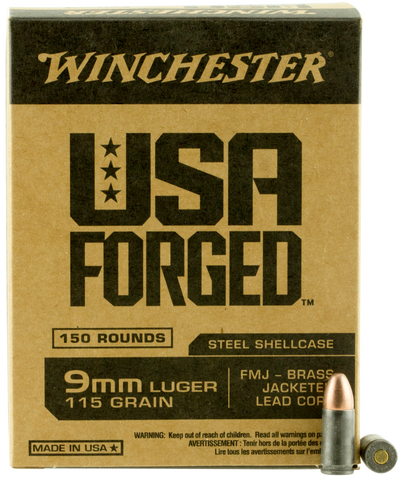 Winchester Ammo WIN9S USA Forged 9mm Luger 115 GR Full Metal Jacket 150 Bx/ 5 Cs - 150 Rounds