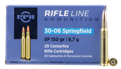 PPU PP30061 Standard Rifle 30-06 Springfield 150 GR Soft Point 20 Bx/ 10 Cs
