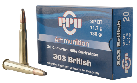 PPU PP303S2 Standard Rifle 303 British 180 GR Soft Point 20 Bx/ 10 Cs