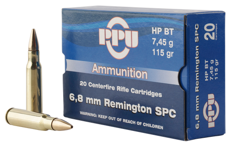 PPU PP68F Standard Rifle 6.8mm Remington SPC 115 GR Full Metal Jacket Boat Tail 20 Bx/ 50 Cs