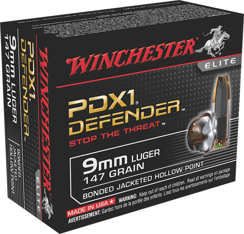 Winchester Ammo S9MMPDB1 Elite 9mm Luger 147 GR Bonded Jacket Hollow Point 20 Bx/ 10 Cs