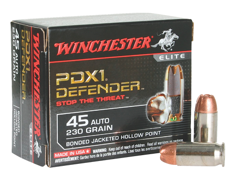 Winchester Ammo S45PDB Elite 45 Automatic Colt Pistol (ACP) 230 GR Bonded Jacket Hollow Point 20 Bx/ 10 Cs