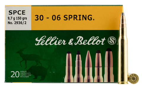 Sellier & Bellot SB3006C Rifle Hunting 30-06 Springfield 150 GR SPCE (Soft Point Cut-Through Edge) 20 Bx/ 20 Cs
