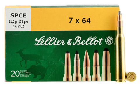 Sellier & Bellot SB764B Rifle Hunting 7X64mm Brenneke 173 GR SPCE (Soft Point Cut-Through Edge) 20 Bx/ 20 Cs