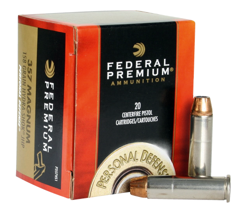 Federal P357HS1 Premium 357 Rem Magnum Hydra-Shok JHP 158 GR 20 Box/25 Case