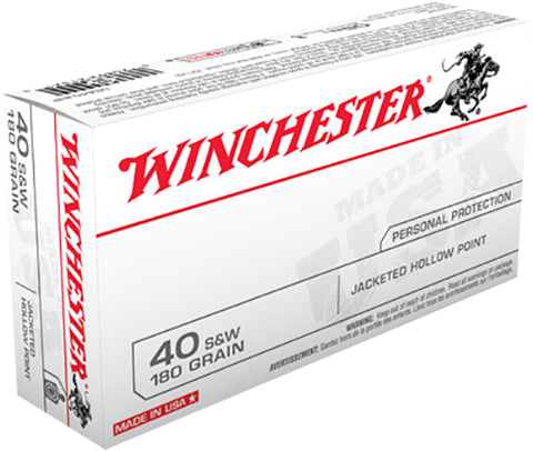 Winchester Ammo USA40JHP Best Value 40 Smith & Wesson 180 GR Jacketed Hollow Point 50 Bx/ 10 Cs