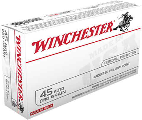 Winchester Ammo USA45JHP Best Value 45 Automatic Colt Pistol (ACP) 230 GR Jacketed Hollow Point 50 Bx/10 Cs