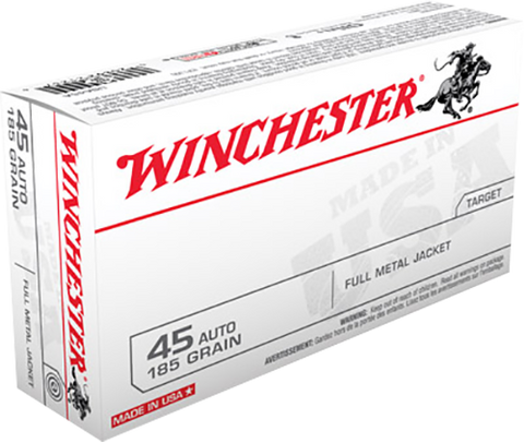 Winchester Ammo USA45A Best Value 45 Automatic Colt Pistol (ACP) 185 GR Full Metal Jacket 50 Bx/10 Cs