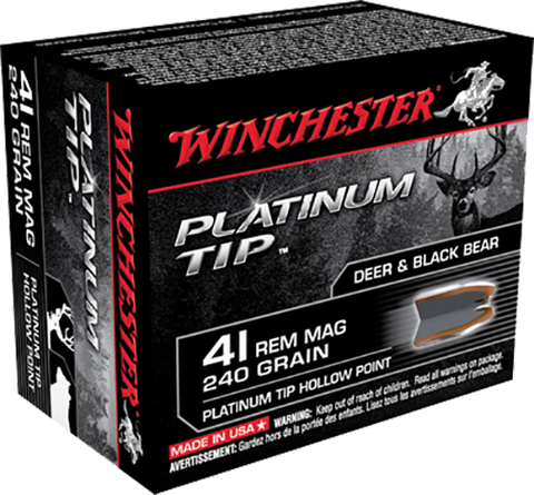 Winchester Ammo S41PTHP Supreme 41 Remington Magnum 240 GR Platinum Tip Hollow Point 20 Bx/10 Cs