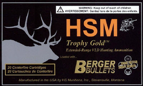 HSM BER300WM185V Trophy Gold 300 Win Mag BTHP 185 GR 20Rds