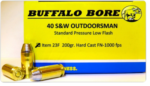 Buffalo Bore Ammunition 23F/20 Outdoorsman 40 S&W 200 GR Hard Cast Flat Nose 20 Bx/ 12 Cs