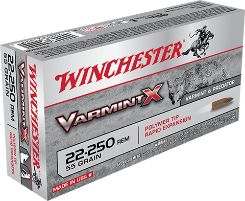 Winchester Ammo X22250P Super-X 22-250 Remington 55 GR Varmint 20 Bx/ 10 Cs