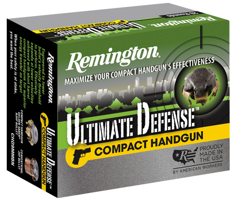 Remington Ammunition CHD9MMBN Ultimate Defense Compact Handgun 9mm Luger 124 GR Brass Jacket Hollow Point 20 Bx/ 25 Cs