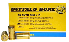 Buffalo Bore Ammunition 32C/20 45 Auto Rim +P 225GR Wadcutter 20Box/12Case