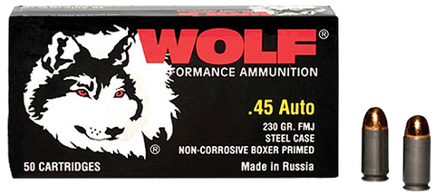 Wolf MC45FMJ Military Classic 45 Automatic Colt Pistol (ACP) 230 GR Full Metal Jacket 50 Bx/ 10 Cs - 500 Rounds