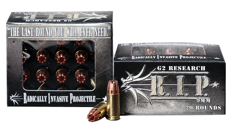 G2 Research RIP 9MM R.I.P 9mm Luger 92 GR Hollow Point 20 Bx/ 25 Cs