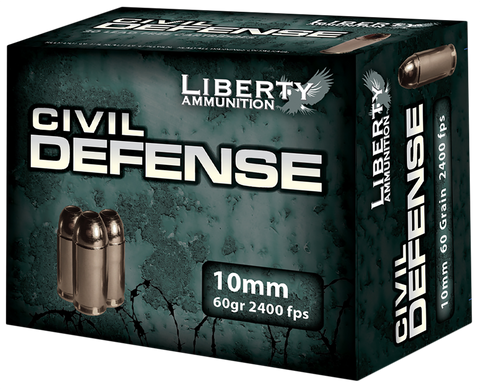 Liberty Ammunition LACD10032 Civil Defense 10mm 60 GR Hollow Point 20 Bx