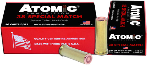 Atomic Ammo .38 Special Match 148Gr. Hbwc Copper Plate 50-Pk 30449