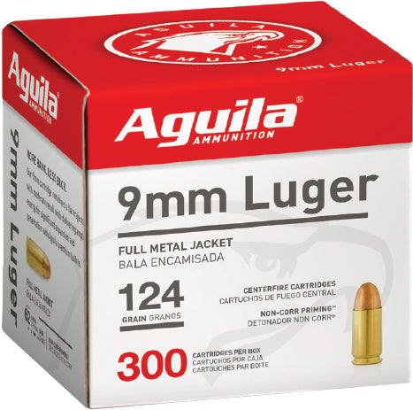 Aguila Ammo 9Mm Luger 124Gr. Fmj-Rn 300-Pack 1E092108