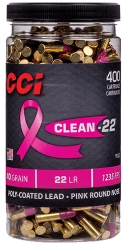 Cci Ammo Clean .22Lr Polyer Pink 400-Rounds Per Bottle 955Cc