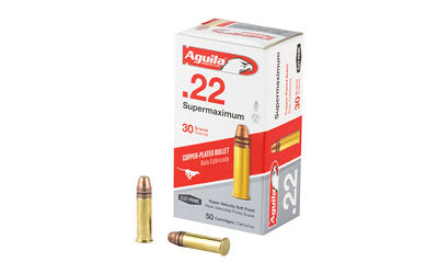 Aguila Ammunition Supermaximum, Hyper Velocity, 22LR, 30 Grain, Copper-Plated Solid Point 1B222298
