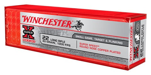 Winchester Ammo Super Speed .22LR 1300fps. 40gr. Lead RN100-Pack.