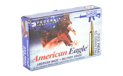 Federal American Eagle, 223 Rem, 55Gr, Full Metal Jacket Boat Tail, Lake City, 20 Round Box AE223J