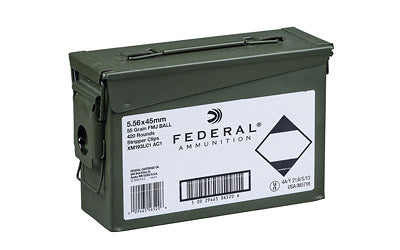Federal XM193, 556NATO, 55 Grain, Full Metal Jacket, 420 Rounds on Stripper Clips in Ammunition Can XM193LC1AC1