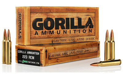 Gorilla Ammunition Company LLC 223 Rem, 77 Grain, Boat Tail Hollow Point, Sierra MatchKing, 20 Round Box GA22377SMK