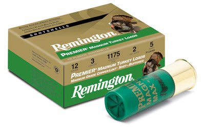 Remington Premier Magnum Turkey Loads, 12 Gauge, 3.5", Max Drams, 2.25 oz, #4 Copper Plated Lead Shot, High Velocity, 10 Round Box 26847