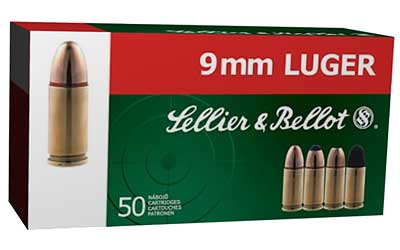 Sellier & Bellot Pistol, 9MM, 115 Grain, Full Metal Jacket, 50 Round Box SB9A