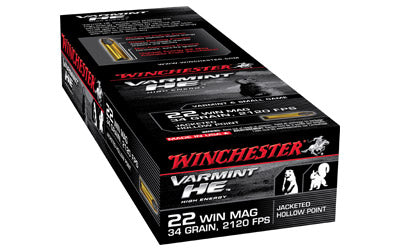 Winchester Rimfire, 22WMR, 34 Grain, Jacketed Hollow Point, 50 Round Box S22WM