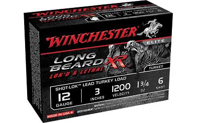 Winchester Long Beard XR, 12 Gauge, 3" Chamber, #6, 1.75 oz, Shotshell Shot-Lok with Plated Lead Shot, 10 Round Box STLB1236