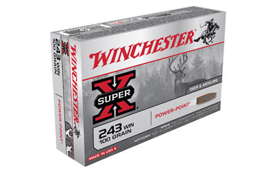Winchester Super-X, 243WIN, 100 Grain, Power Point, 20 Round Box X2432