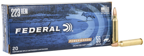 Federal 223A Power-Shok 223 Rem 55 gr Jacketed Soft Point 20 Per Box/ 10 Cs