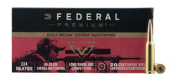 Federal GM224VLK1 Gold Medal 224 Valkyrie 90 GR Sierra MatchKing BTHP 20 Bx/ 10 Cs