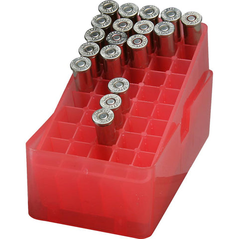 MTM E-50 Series Square Hole Ammo Box .38 Special-.357 Mag Clear/Red 50 rd.