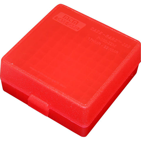 MTM Rimfire Ammo Box 17 HMR/22 Mag Clear Red 100 rd.